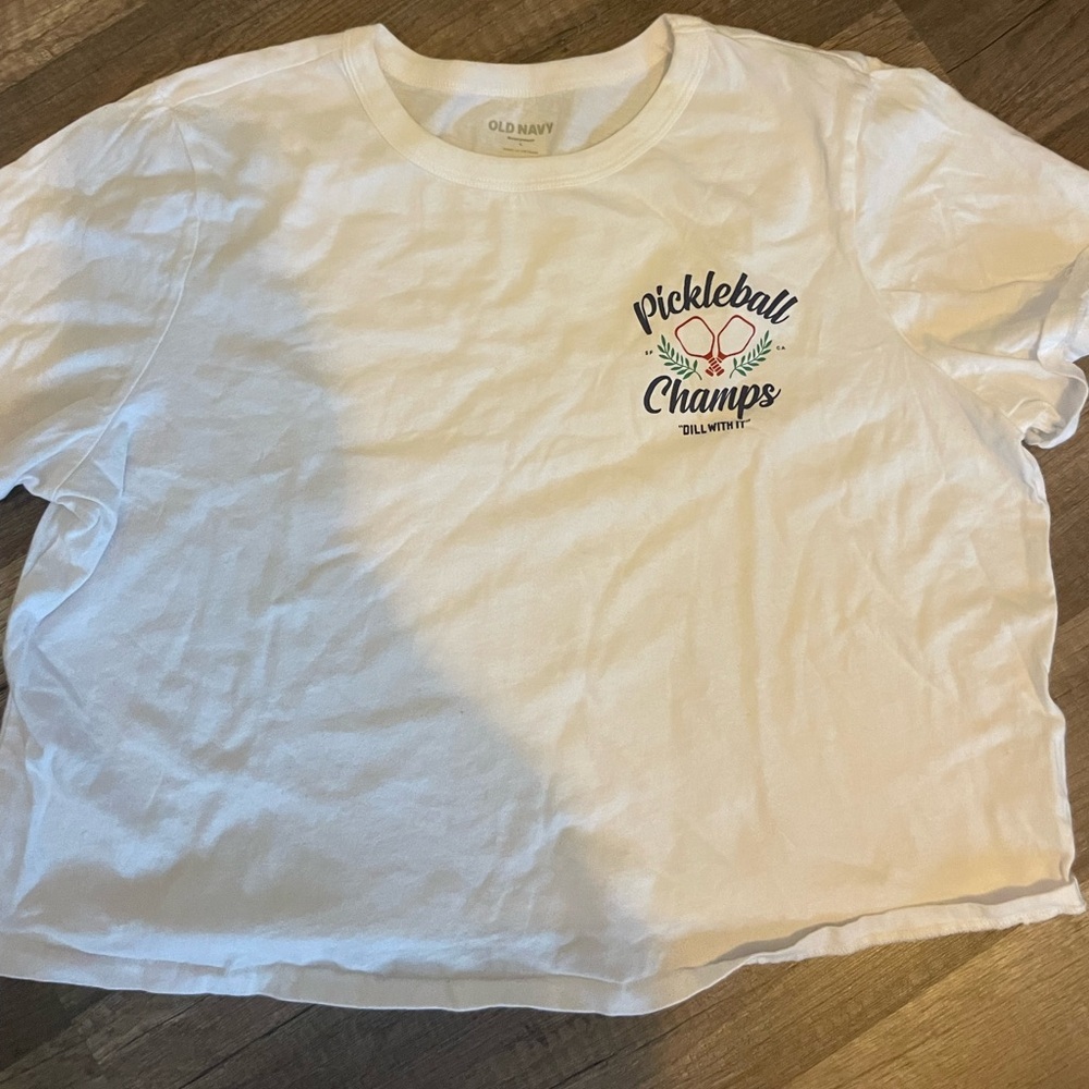 Old Navy White Pickleball Champs  T-Shirt L